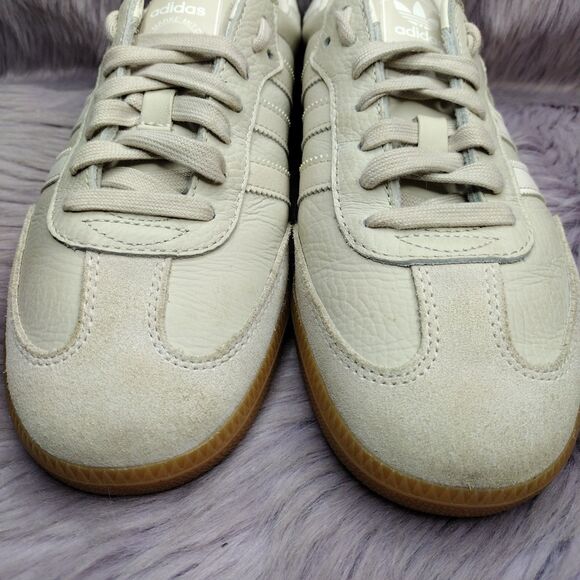 Adidas Sneakers Womens Sz 8.5 Beige Leather Original Samba OG Shoes Aluminum Gum - Picture 4 of 8